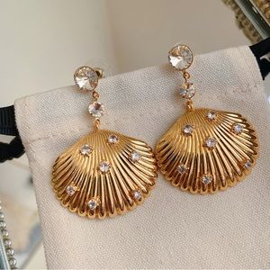 Gold shell pendant earrings hand made jewelry MOS Collection